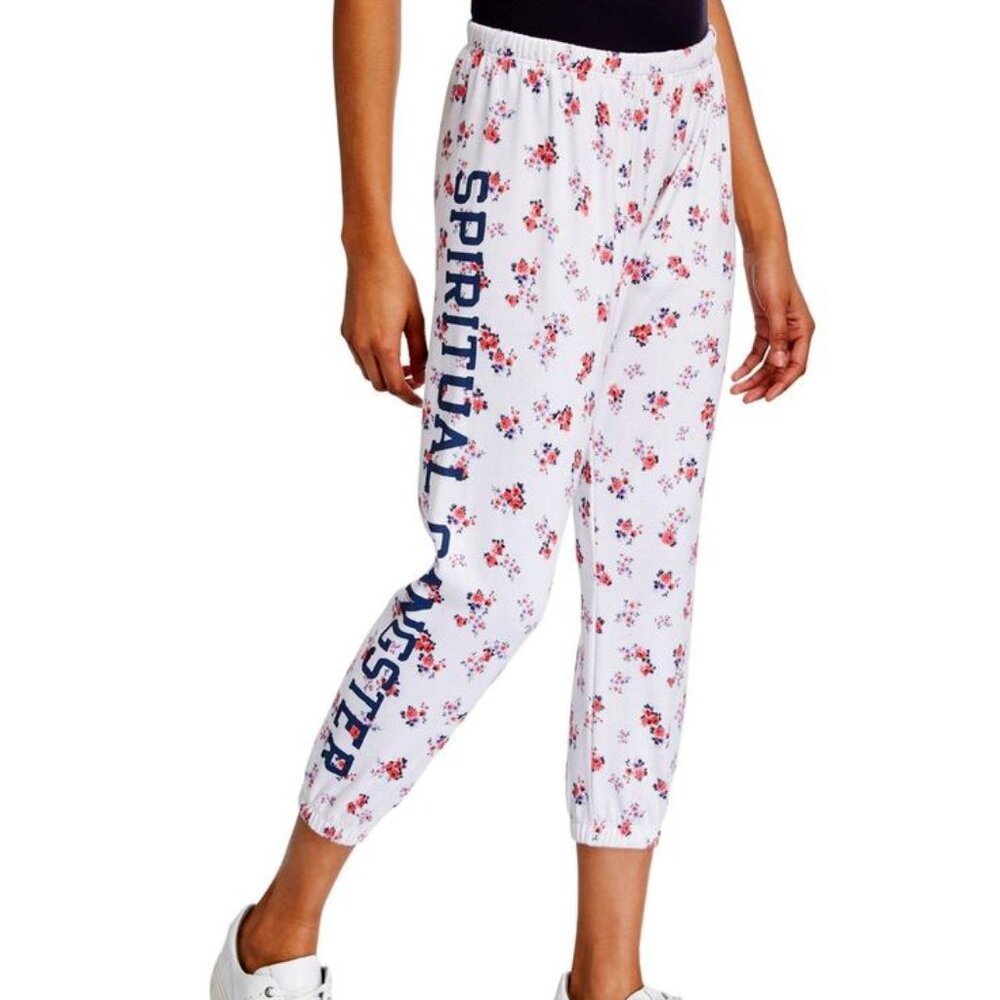 SPIRITUAL GANGSTER Perfect SG Varsity Logo Ditsy Floral Jogger Sweat Pant M NWOT - Picture 2 of 9